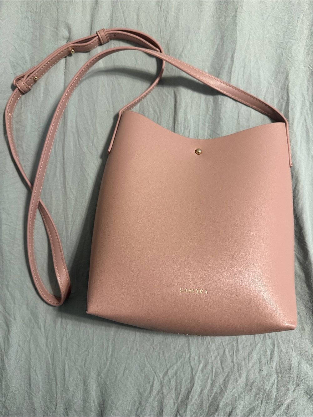 Sondra Blush Pink Bucket Shoulder Bag with Adjustable Strap